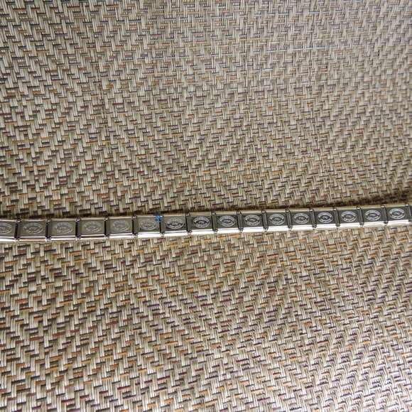 STAINLESS STEEL ITALIAN CHARM BRACELET/9MM/ BRUSHED GOLD w/ GOLD TRIM/ B… - Picture 2 of 2